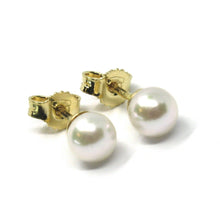 Load image into Gallery viewer, SOLID 18K YELLOW GOLD STUDS EARRINGS, SALTWATER AKOYA PEARLS, DIAMETER 6/6.5 MM
