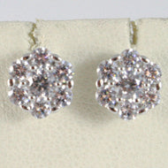 18k white gold 8 mm flower sun earrings white zirconia 1.8 carats.