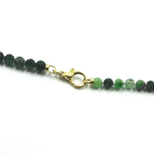 Load image into Gallery viewer, 18k yellow gold necklace 31.5&quot; faceted green zoisite and red ruby diameter 3.5mm.
