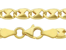 Load image into Gallery viewer, 18K YELLOW GOLD BRACELET 4mm OVAL ROUNDED HOURGLASS LINK 21cm 8.3&quot;, ITALY MADE.
