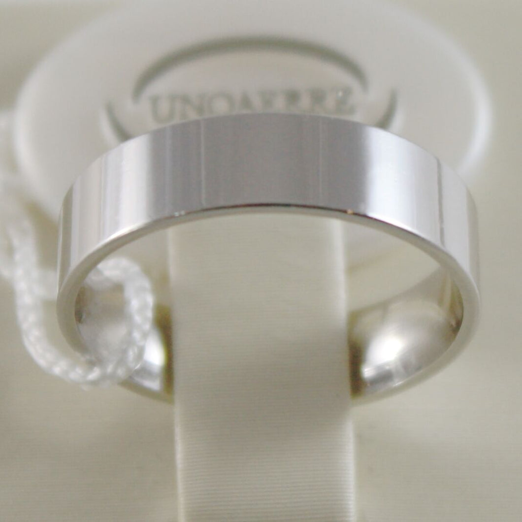 18k white gold wedding band Unoaerre square ring marriage 5 mm, made in Italy.