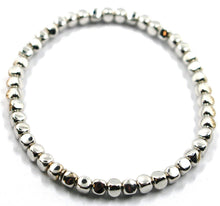 Load image into Gallery viewer, solid 18k white gold elastic bracelet, cubes diameter 4 mm 0.16&quot;, made in Italy.
