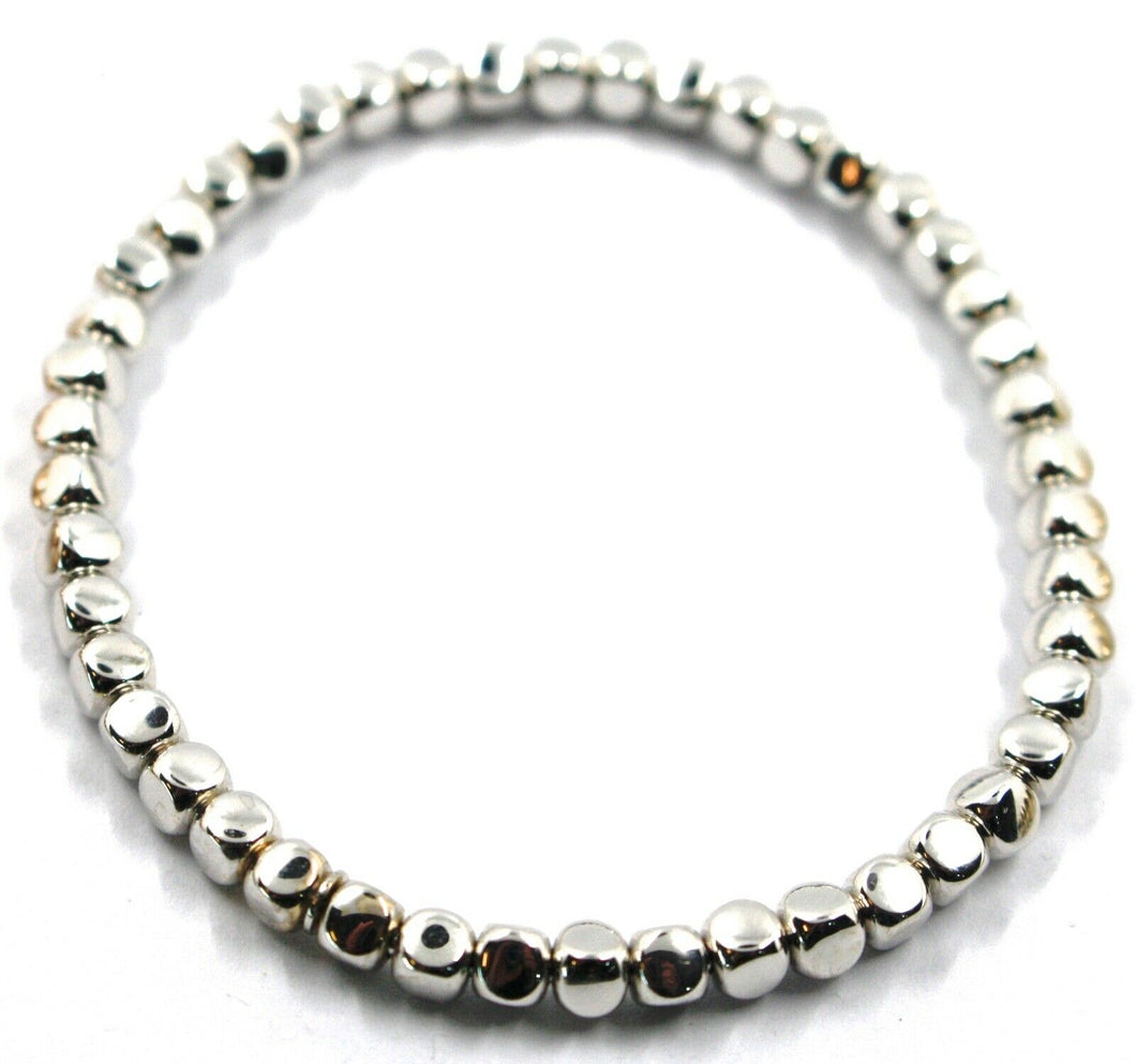 solid 18k white gold elastic bracelet, cubes diameter 4 mm 0.16