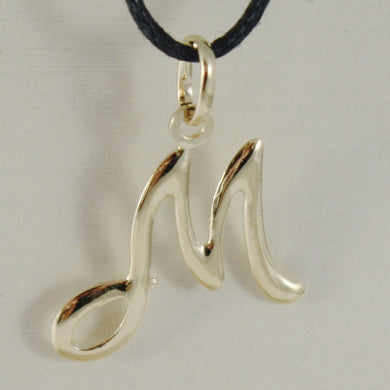 18k yellow gold pendant charm initial letter M, slightly rounded slab 20mm.