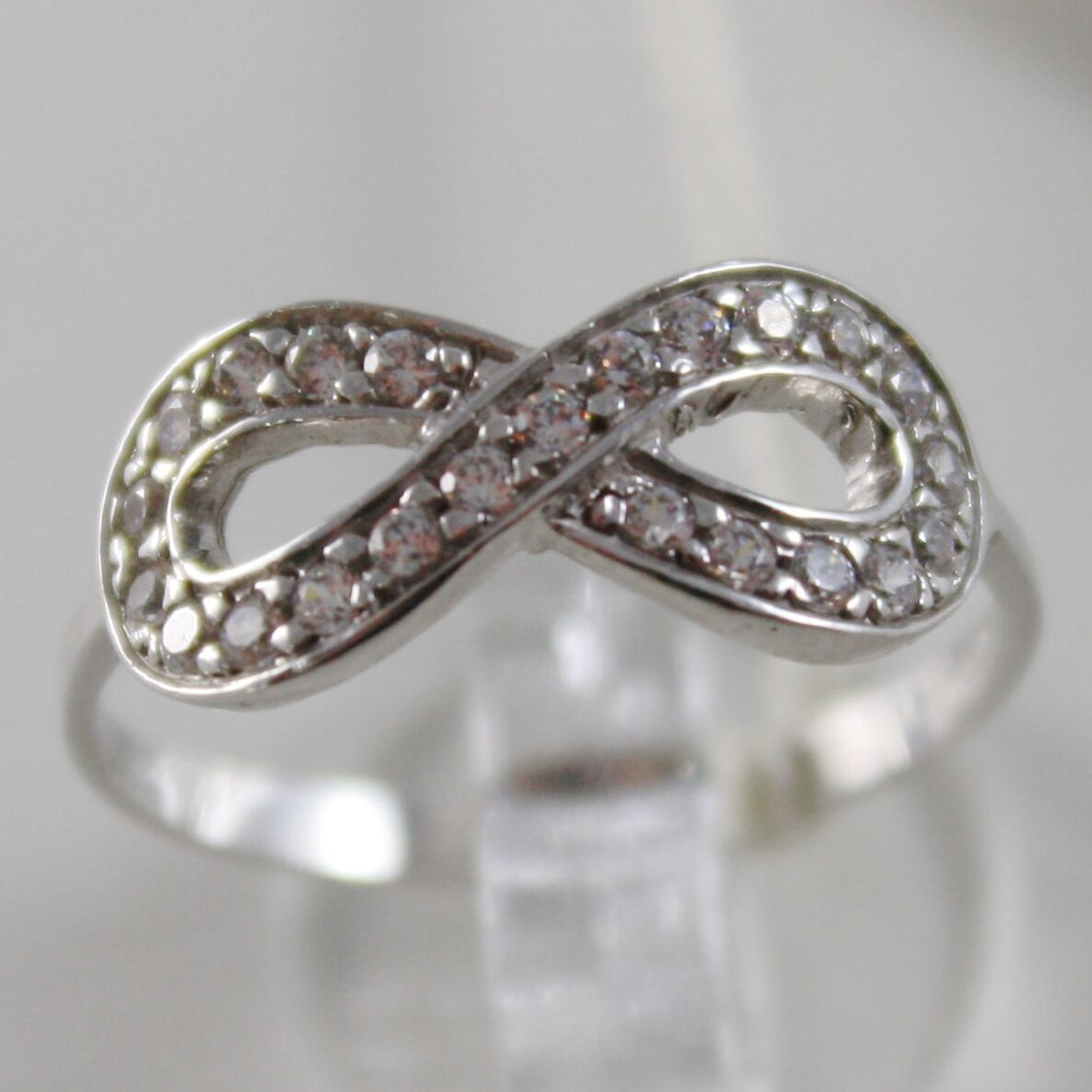 SOLID 18K WHITE GOLD BAND INFINITE RING LUMINOUS ENDLESS INFINITY MADE IN ITALY.