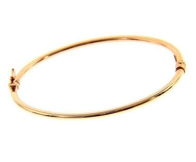 18K ROSE GOLD BRACELET RIGID BANGLE, 2.8mm ROUNDED TUBE SMOOTH, SAFETY CLOSURE.