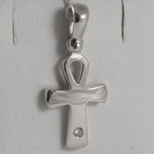 Load image into Gallery viewer, SOLID 18K WHITE GOLD CROSS, CROSS OF LIFE, ANKH, DIAMOND, 0.91 IN MADE IN ITALY.
