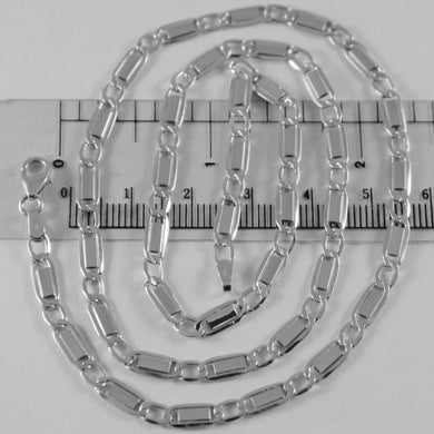 18k white gold chain flat gourmette alternate 4 mm oval link 15.7 made in Italy.