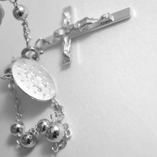 Load image into Gallery viewer, 18k white gold big rosary necklace miraculous Mary medal Jesus cross Italy made
