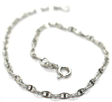 18k white gold bracelet, crossed mariner links 2.8mm, bright, length 7.7