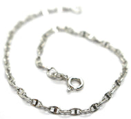 18k white gold bracelet, crossed mariner links 2.8mm, bright, length 7.7