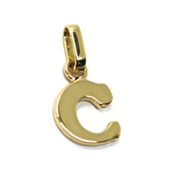 SOLID 18K YELLOW GOLD PENDANT MINI INITIAL LETTER C, 1 CM, 0.4 INCHES.