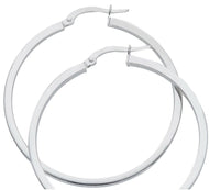 18k white gold circle earrings diameter 35 mm with square tube, made in Italy.