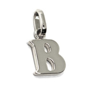 solid 18k white gold charm pendant small initial letter B, 10mm, 0.4 inches.