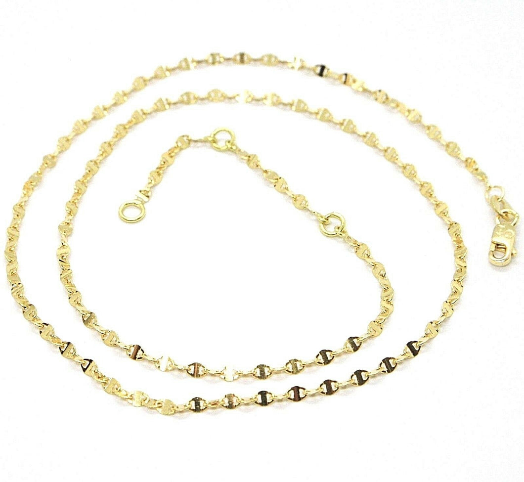18K YELLOW GOLD CHAIN FLAT NAVY MARINER OVAL BRIGHT LINK 2 MM, 18 INCHES.