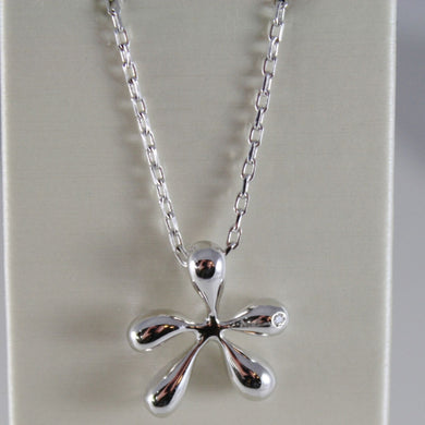 18k white gold oval chain necklace and stain splash with diamond, made in Italy.