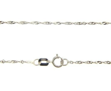 18k white gold mini singapore braid rope chain 18 inches 1.2 mm made in Italy.