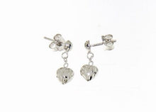 Load image into Gallery viewer, 18k white gold earrings with very shiny heart love worked made in Italy 0.51 in.
