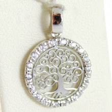 Load image into Gallery viewer, 18k white gold mini tree of life pendant, 0.55 inches, zirconia
