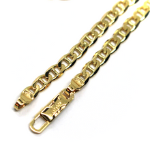 Load image into Gallery viewer, SOLID 18K YELLOW GOLD CHAIN FLAT BOAT MARINER OVAL NAUTICAL 3.8mm LINK 60 cm 24&quot;.
