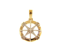 Load image into Gallery viewer, 18k yellow white gold compass wind rose round pendant, diameter 17mm 0.7&quot;.
