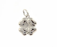 Load image into Gallery viewer, 18k white gold rounded four leaf pendant charm 22 mm smooth made in Italy.
