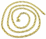 9K GOLD CHAIN TYGER EYE FLAT LINKS 3mm THICKNESS, 50cm, 20 INCHES, NECKLACE.