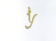 18k yellow gold pendant charm initial letter Y, slightly rounded slab 14mm.