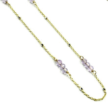 Load image into Gallery viewer, 18K YELLOW WHITE GOLD ANKLET 9.8&quot; 25cm WITH FACETED PURPLE AMETHYST DIAMETER 3mm
