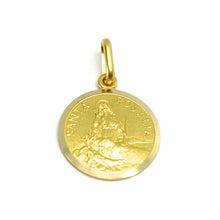 Load image into Gallery viewer, 18K YELLOW GOLD MEDAL PENDANT, SAINT SANTA ROSALIA SMALL 14mm VERY DETAILED
