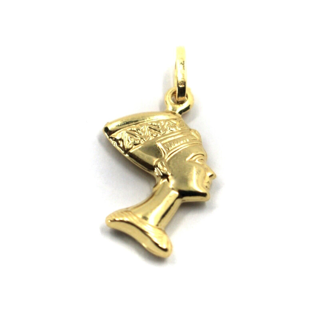 18K YELLOW GOLD 20mm QUEEN NEFERTITI HEAD PENDANT, ROUNDED SMOOTH, 2 FACES.