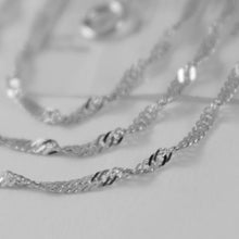 Load image into Gallery viewer, SOLID 18K WHITE GOLD SINGAPORE BRAID ROPE CHAIN 16 INCHES, 2 MM MADE IN ITALY
