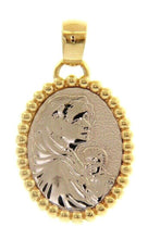 Load image into Gallery viewer, 18K YELLOW WHITE GOLD MEDAL PENDANT, VIRGIN MARY, MADONNA AND JESUS WITH FRAME
