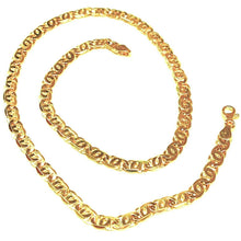 Load image into Gallery viewer, SOLID 18K YELLOW GOLD CHAIN BIG TIGER EYE INFINITY FLAT LINKS 5.5 mm, 24&quot;.
