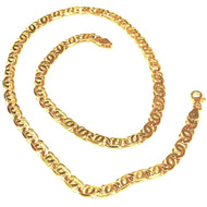SOLID 18K YELLOW GOLD CHAIN BIG TIGER EYE INFINITY FLAT LINKS 5.5 mm, 24
