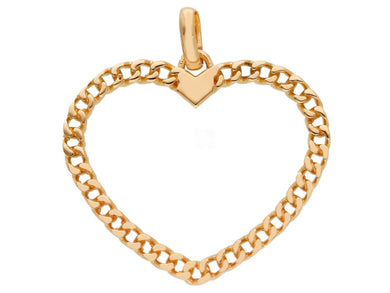 SOLID 18K ROSE GOLD 25mm HEART PENDANT CHARM, GOURMETTE, LUMINOUS, SMOOTH.