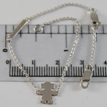 Load image into Gallery viewer, 18k white gold bracelet 6.70 inches, flat girl and plate for name, made in Italy.
