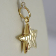 Load image into Gallery viewer, 18K YELLOW GOLD ROUNDED STAR PENDANT CHARM 20 MM WORKED &amp; SMOOTH, MADE IN ITALY
