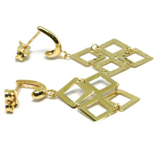 Load image into Gallery viewer, 18K YELLOW GOLD PENDANT EARRINGS, OPENWORK FLAT RHOMBUS, BUTTERFLY CLOSURE
