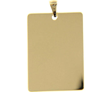 18K YELLOW GOLD MEDAL PENDANT, SQUARE, SMOOTH, 21x30mm possibility of engraving.