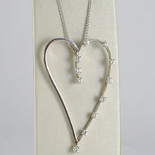 Load image into Gallery viewer, 18k white gold necklace, big heart pendant, 0.44 carats diamonds, ear chain.
