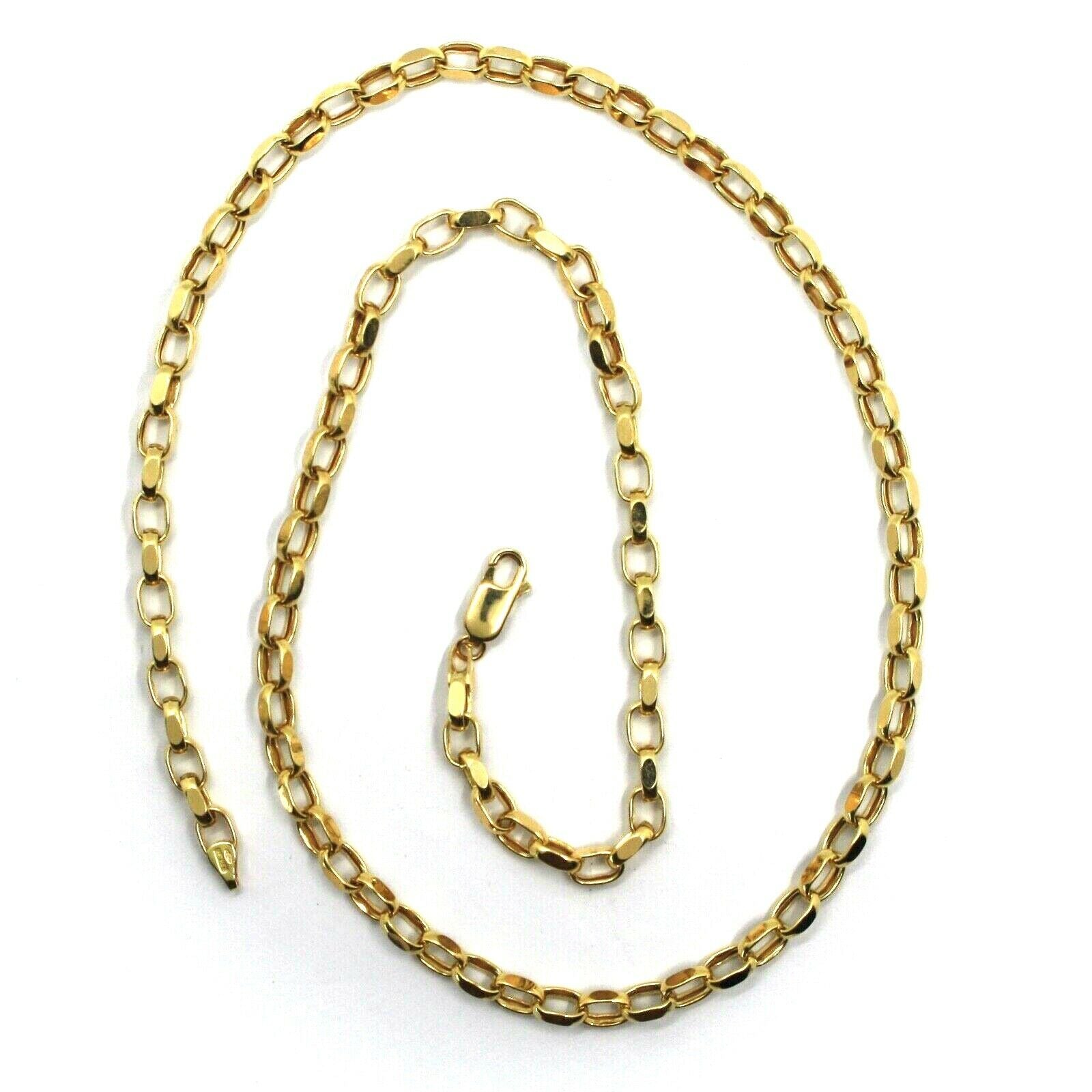 18K YELLOW GOLD CHAIN BIG 4mm OVAL SQUARED LINKS, 20