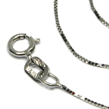 Load image into Gallery viewer, 18k white gold chain necklace 0.5 mm mini venetian link 24 inches made in Italy.
