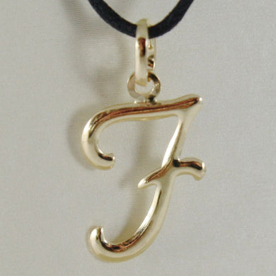 18k yellow gold pendant charm initial letter F, slightly rounded slab 20mm.