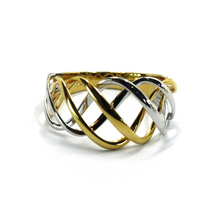 Load image into Gallery viewer, 18K YELLOW AND WHITE GOLD ALTERNATE MULTI WIRES ONDULATE WAVE BAND RING.
