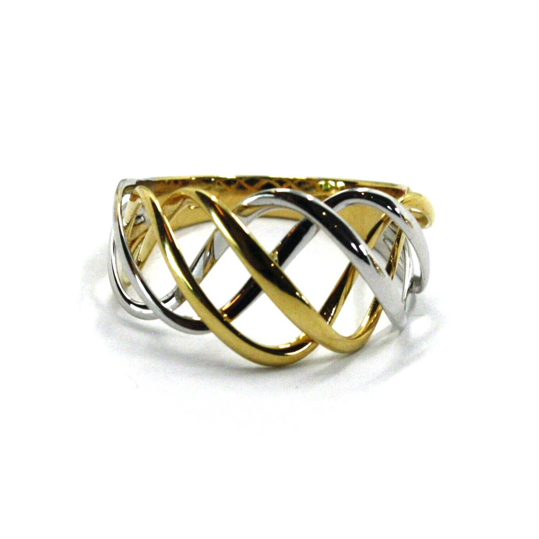 18K YELLOW AND WHITE GOLD ALTERNATE MULTI WIRES ONDULATE WAVE BAND RING.