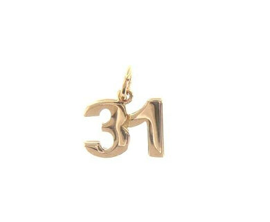 18k rose gold number 31 thirty one small pendant charm, 0.4