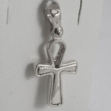 Load image into Gallery viewer, SOLID 18K WHITE GOLD CROSS, CROSS OF LIFE, ANKH, DIAMOND, 0.91 IN MADE IN ITALY.
