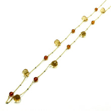 Load image into Gallery viewer, 18K YELLOW WHITE GOLD 20&quot; 50cm NECKLACE CITRINE FACETED DROPS, AMBER, ROLO CHAIN.
