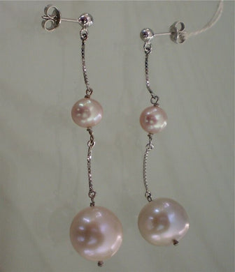 18k white gold big pearl pendant earrings, made in Italy.